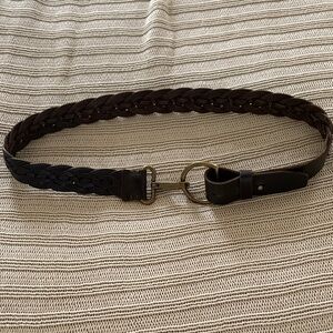 J Crew leather  Chocolate Brown Braided Belt with brass hardware good condition